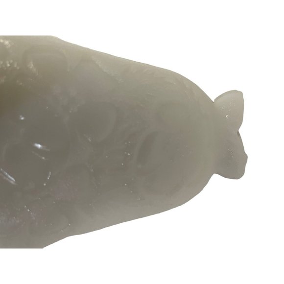 Vintage HAZEL ATLAS White Milk Glass Blossom Pattern Relish Tray Pear Shaped 8"H - Picture 4 of 4